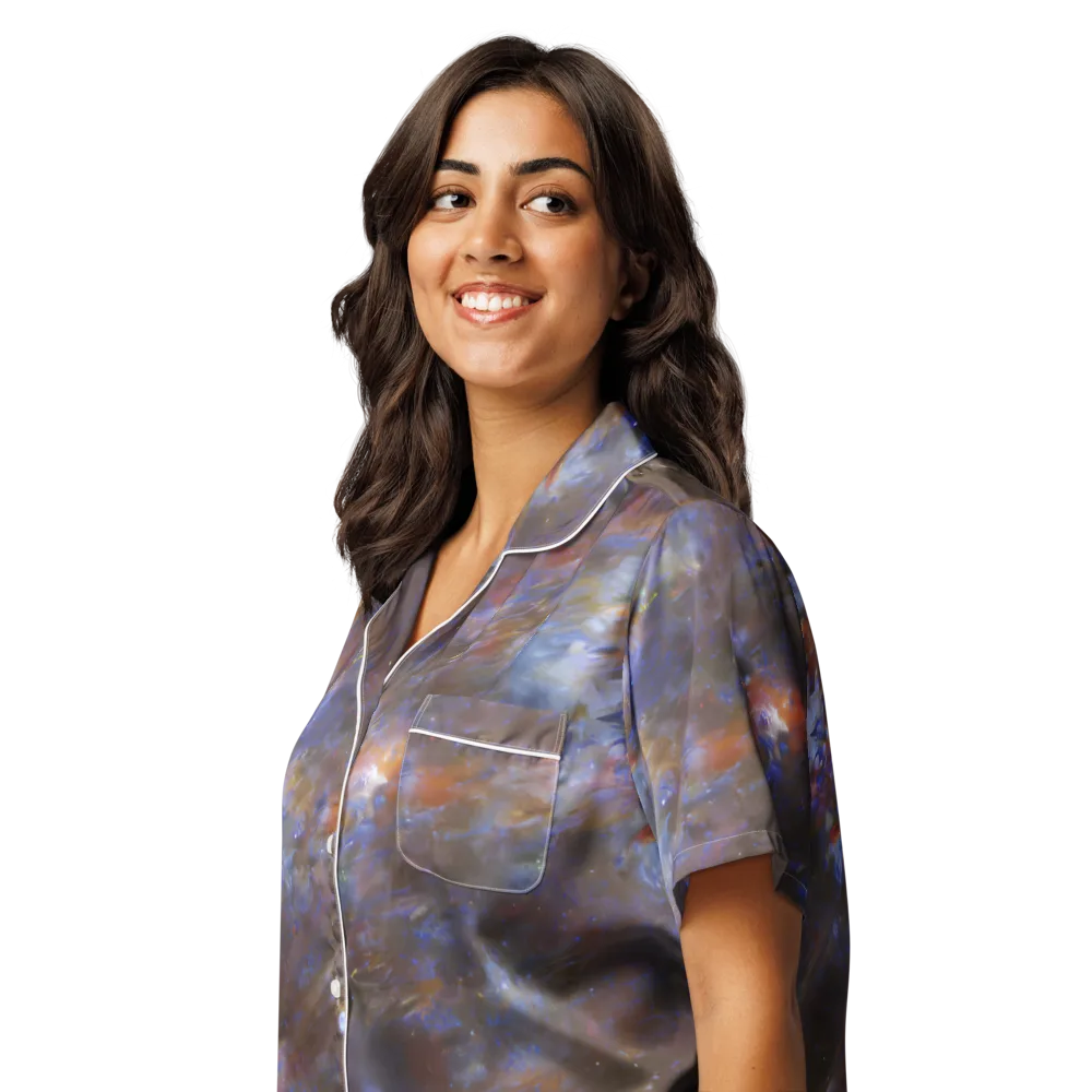 Nebula Brushfire on Women's Short Sleeve Pajama Top — Left Front