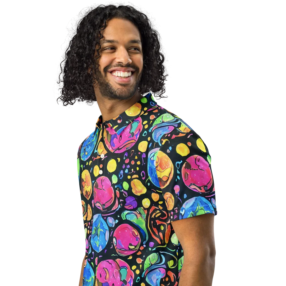 Planet Playground on Men's Slim Fit Polo Shirt — Left Front