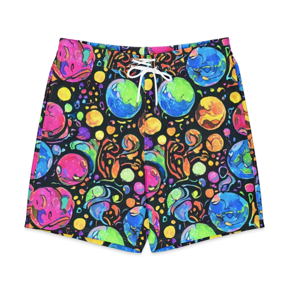 Planet Playground on Men's Board Shorts — Front