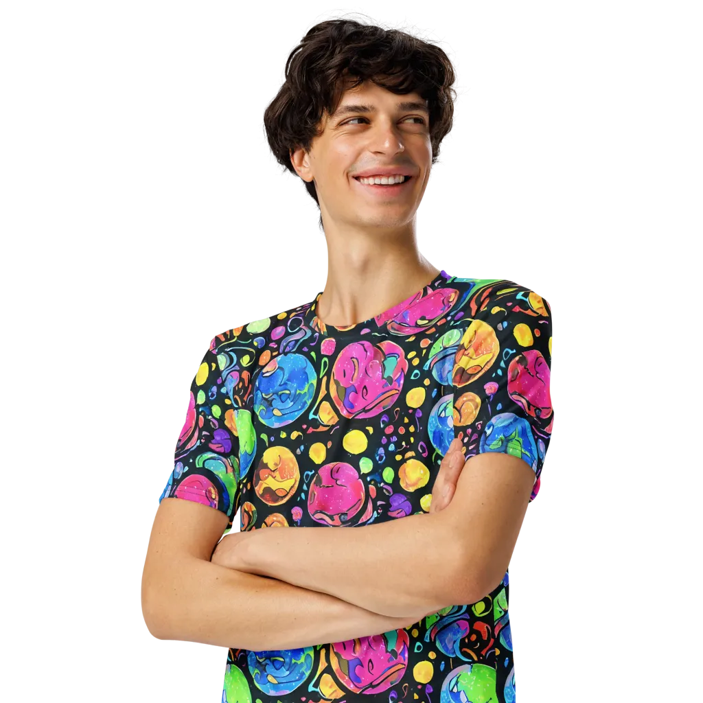 Planet Playground on Men's Crew Neck T-Shirt — Left Front