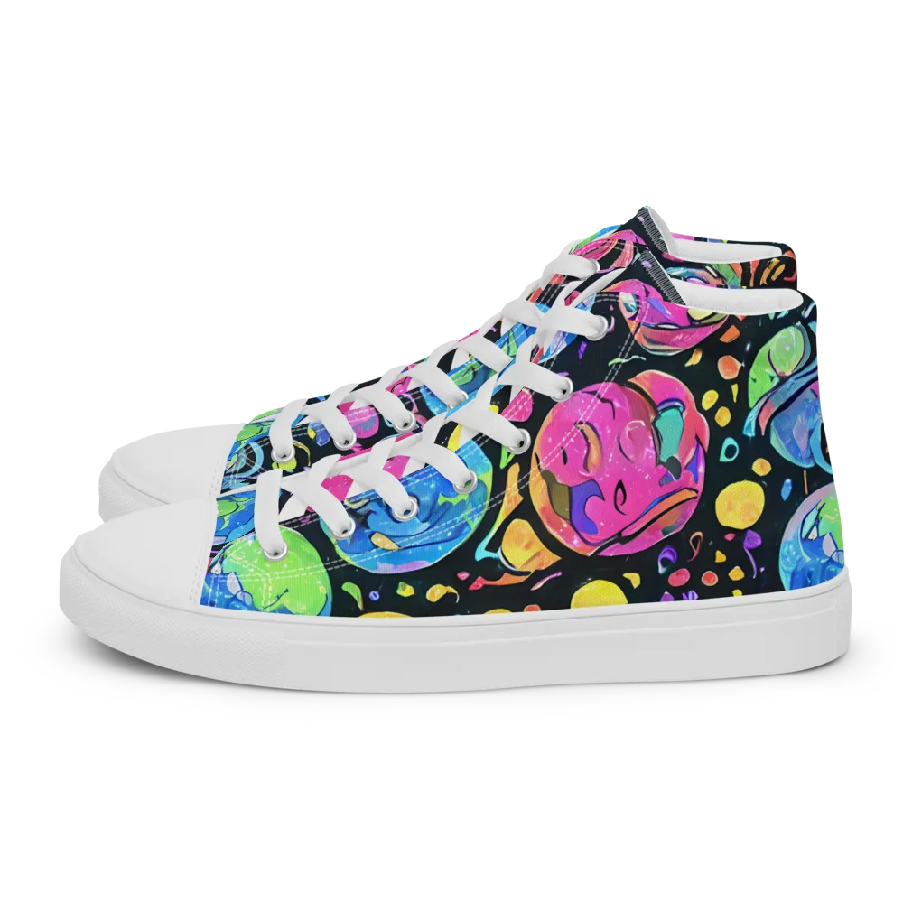 Planet Playground on Men's High Top Canvas Shoes — Left