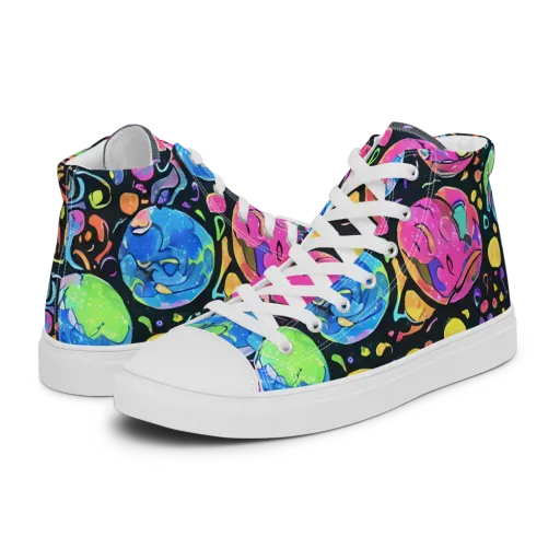 Planet Playground on a Men's High Top Canvas Shoes