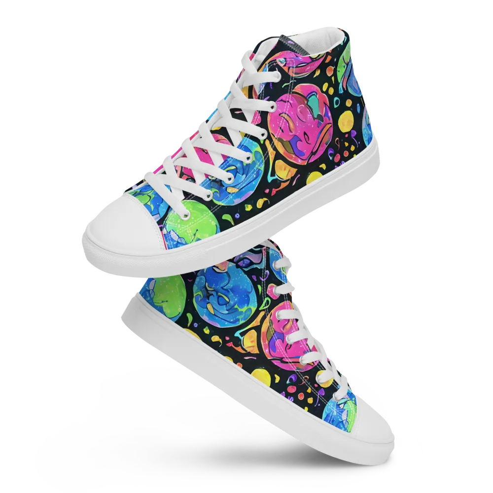 Planet Playground on Men's High Top Canvas Shoes — Front