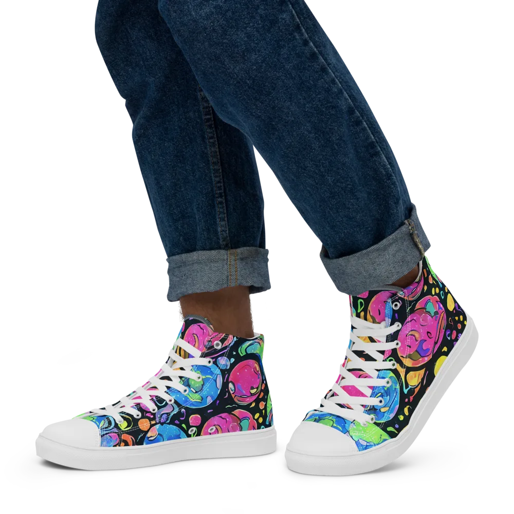 Planet Playground on Men's High Top Canvas Shoes — Left