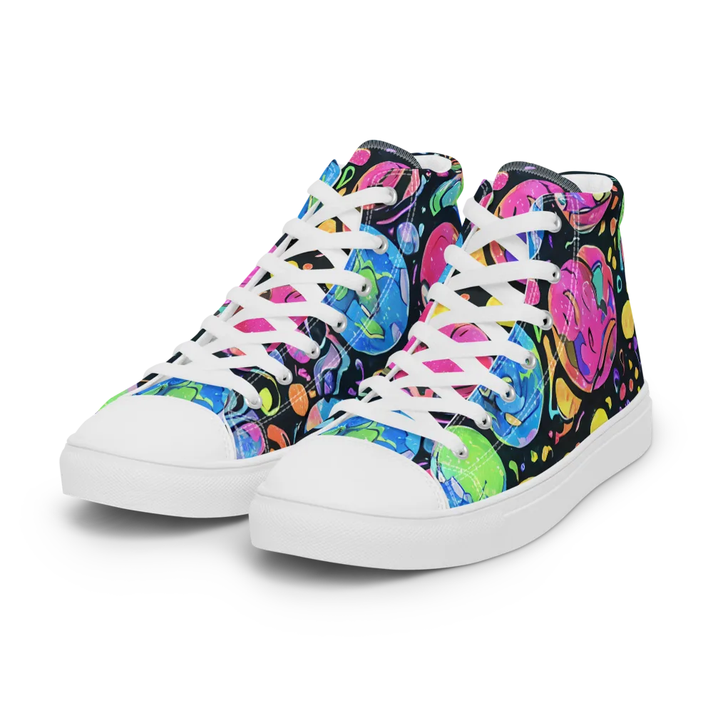 Planet Playground on Women's High Top Canvas Shoes — Left Front