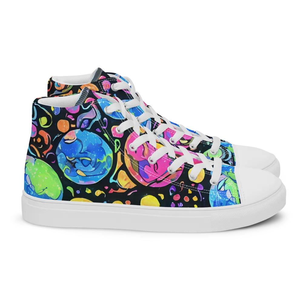 Planet Playground on Women's High Top Canvas Shoes — Right