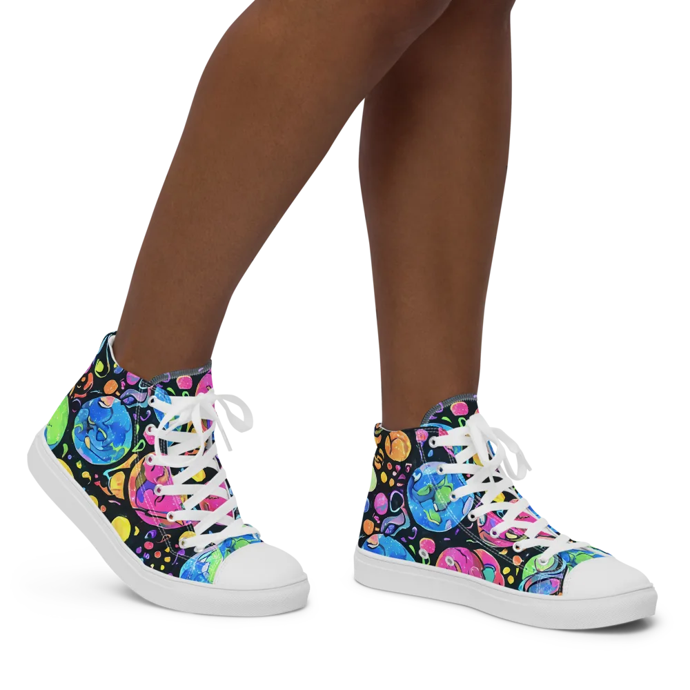 Planet Playground on Women's High Top Canvas Shoes — Right