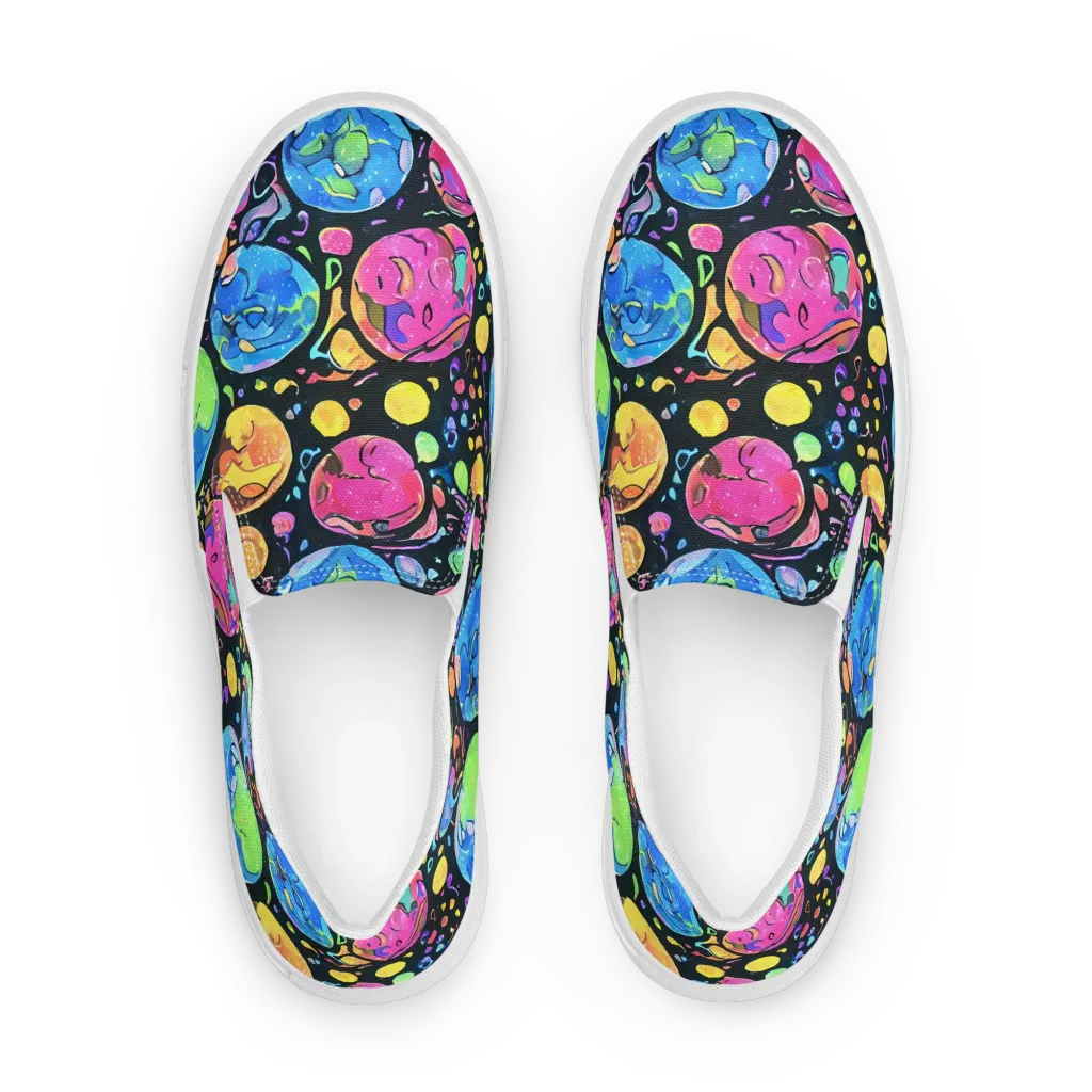 Planet Playground on Men's Slip-On Canvas Shoes — Front