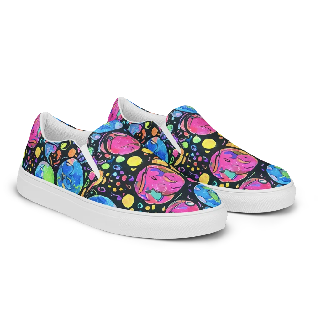 Planet Playground on Men's Slip-On Canvas Shoes — Right Front