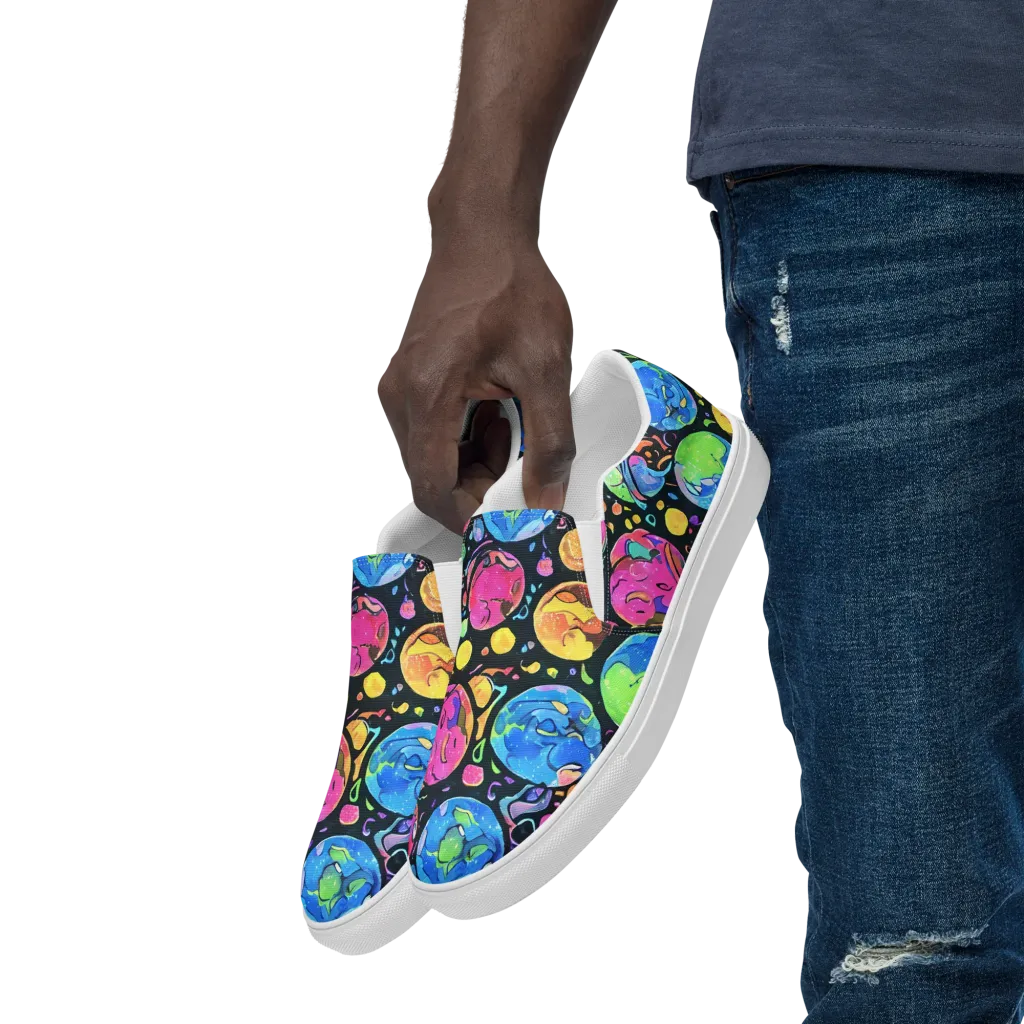 Planet Playground on Men's Slip-On Canvas Shoes — Left Front