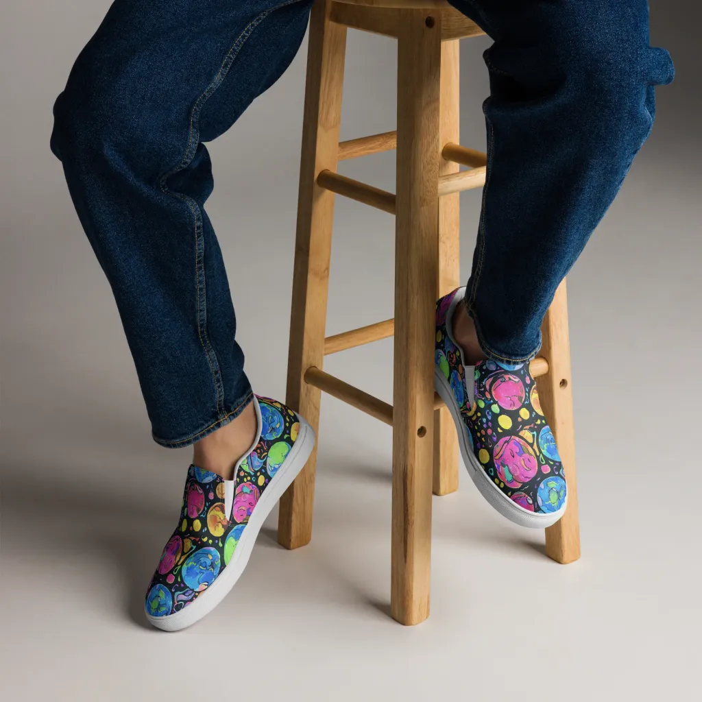 Planet Playground on Men's Slip-On Canvas Shoes — Front