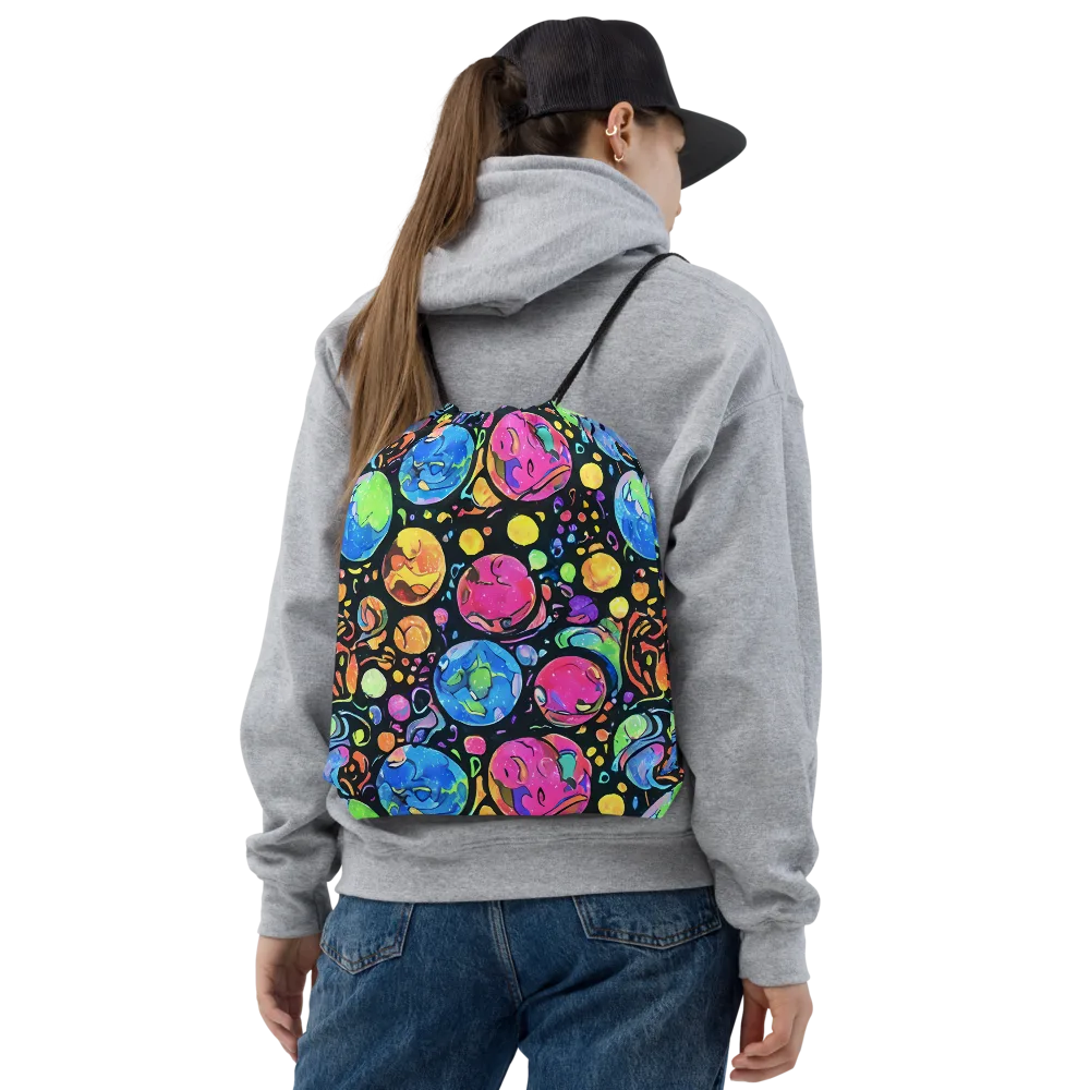Planet Playground on Drawstring Bag — Front