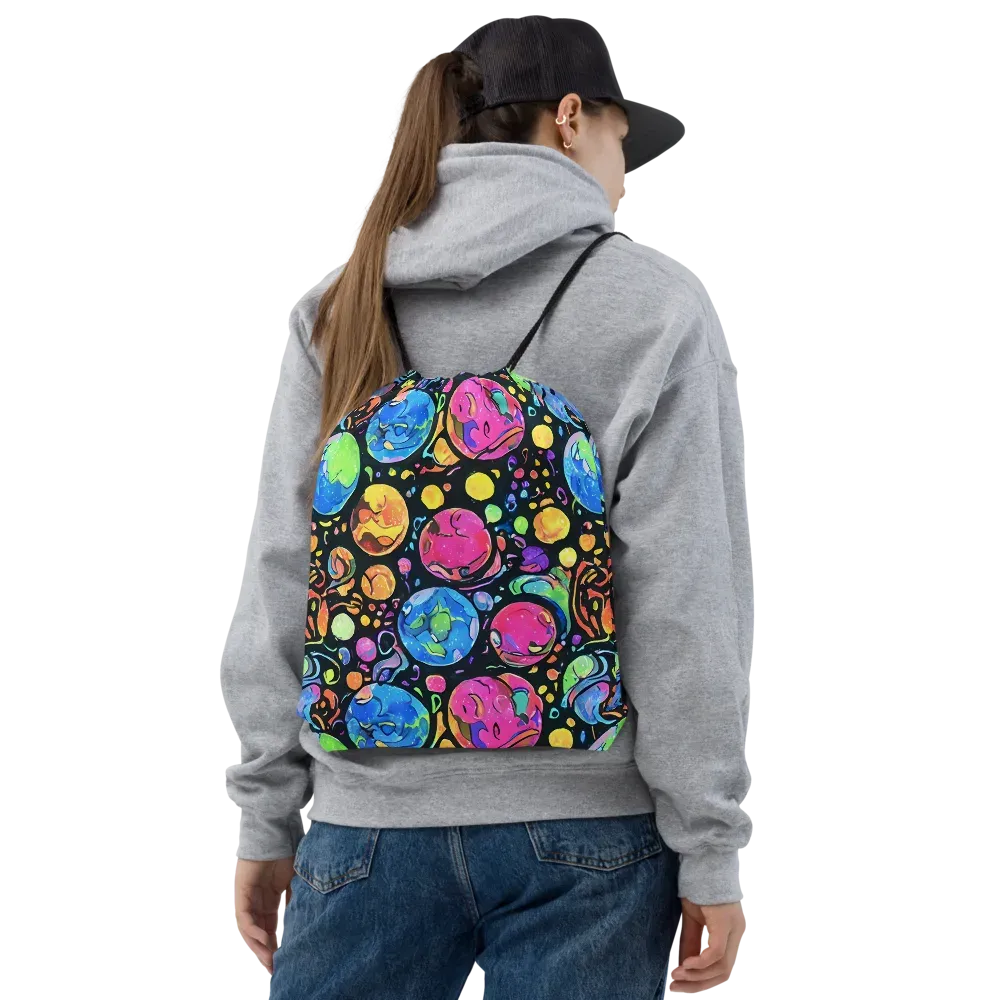 Planet Playground on Drawstring Bag — Front