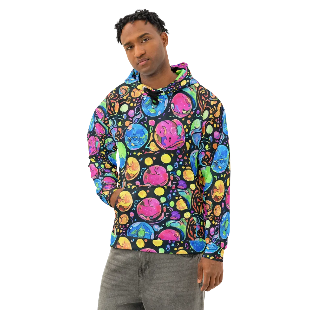 Planet Playground on Cotton Hoodie — Left Front