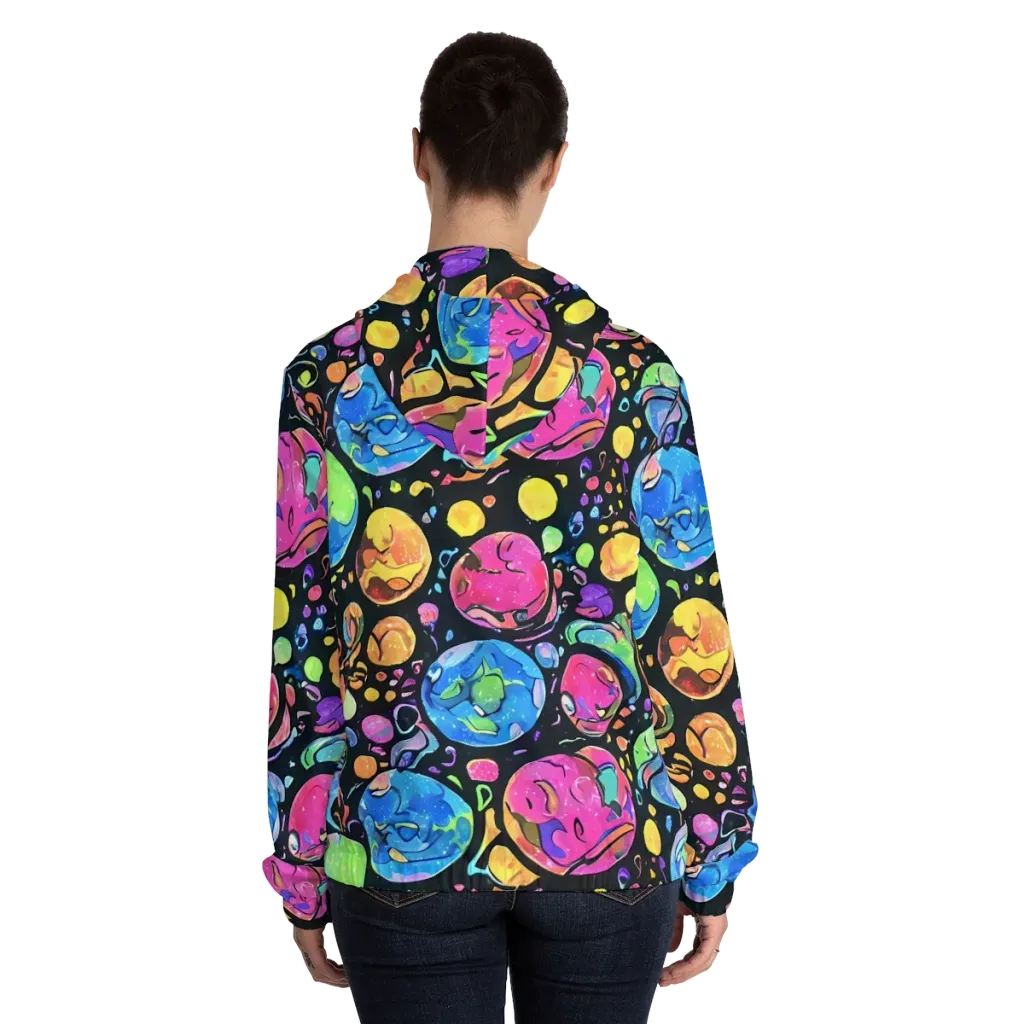 Planet Playground on Women's Full-Zip Hoodie — Back On Person