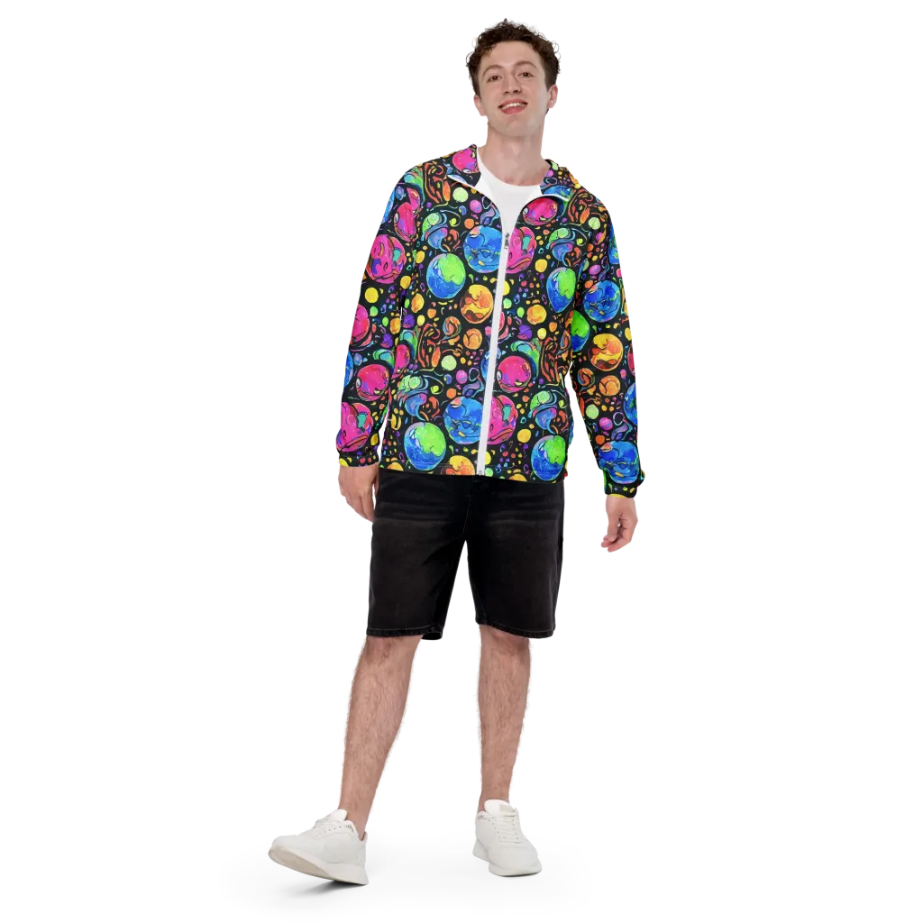 Planet Playground on Men's Windbreaker — Front