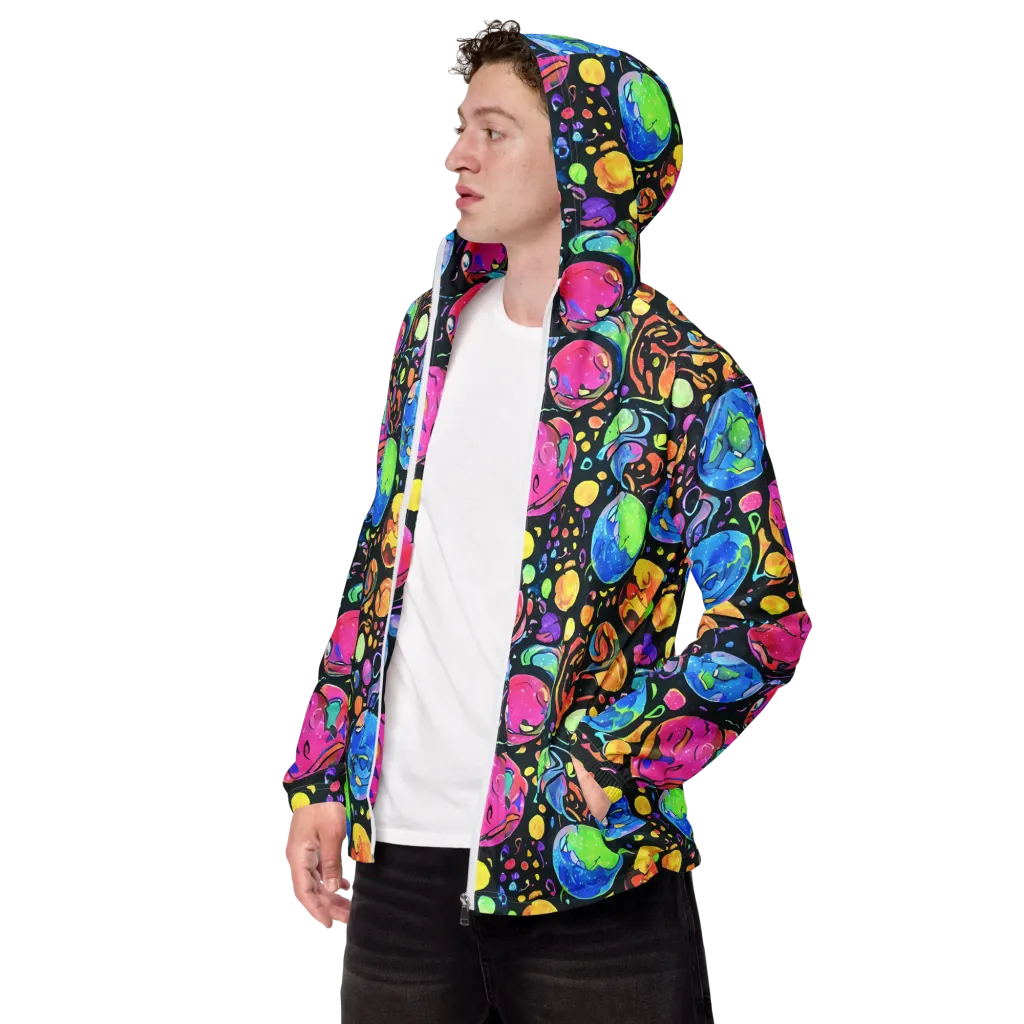 Planet Playground on Men's Windbreaker — Left Front