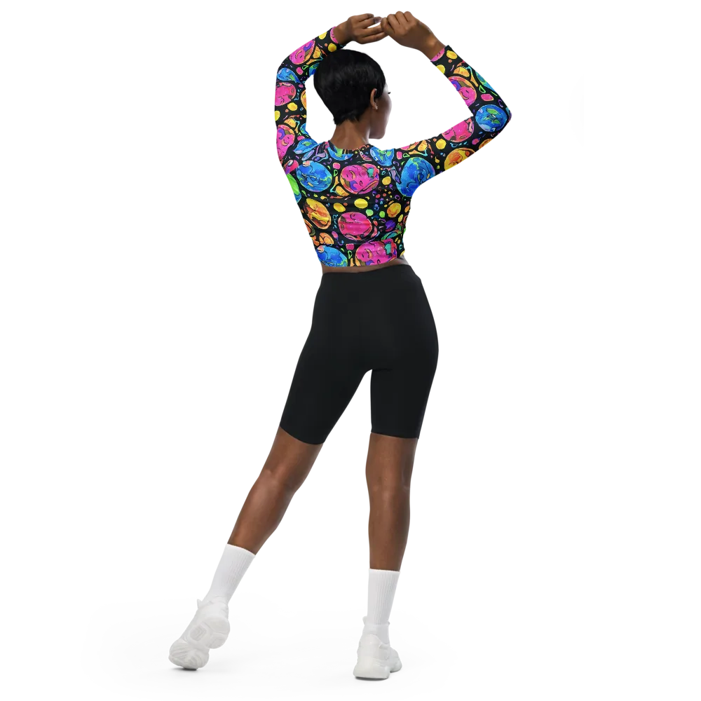 Planet Playground on Long Sleeve Crop Top — Back