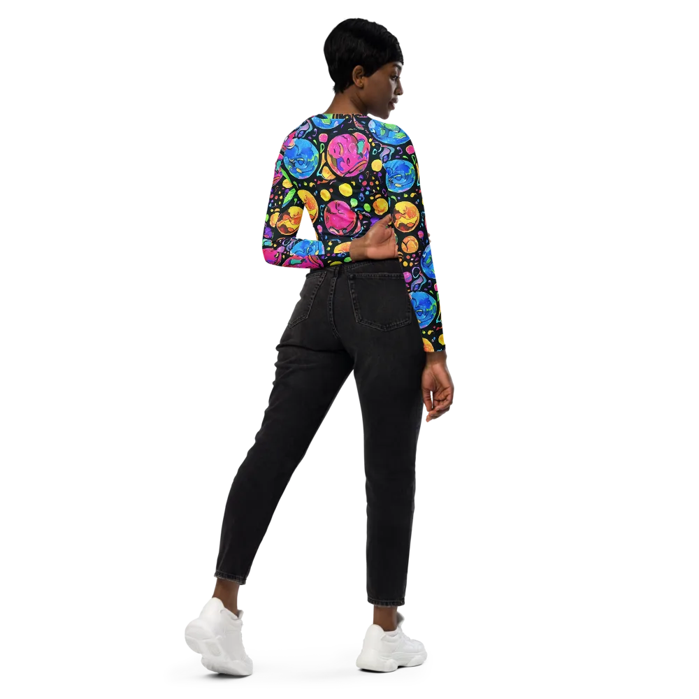 Planet Playground on Long Sleeve Crop Top — Right Back