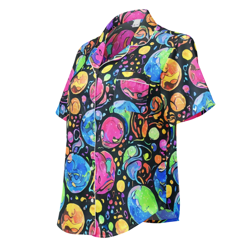 Planet Playground on Women's Short Sleeve Pajama Top — Left Front
