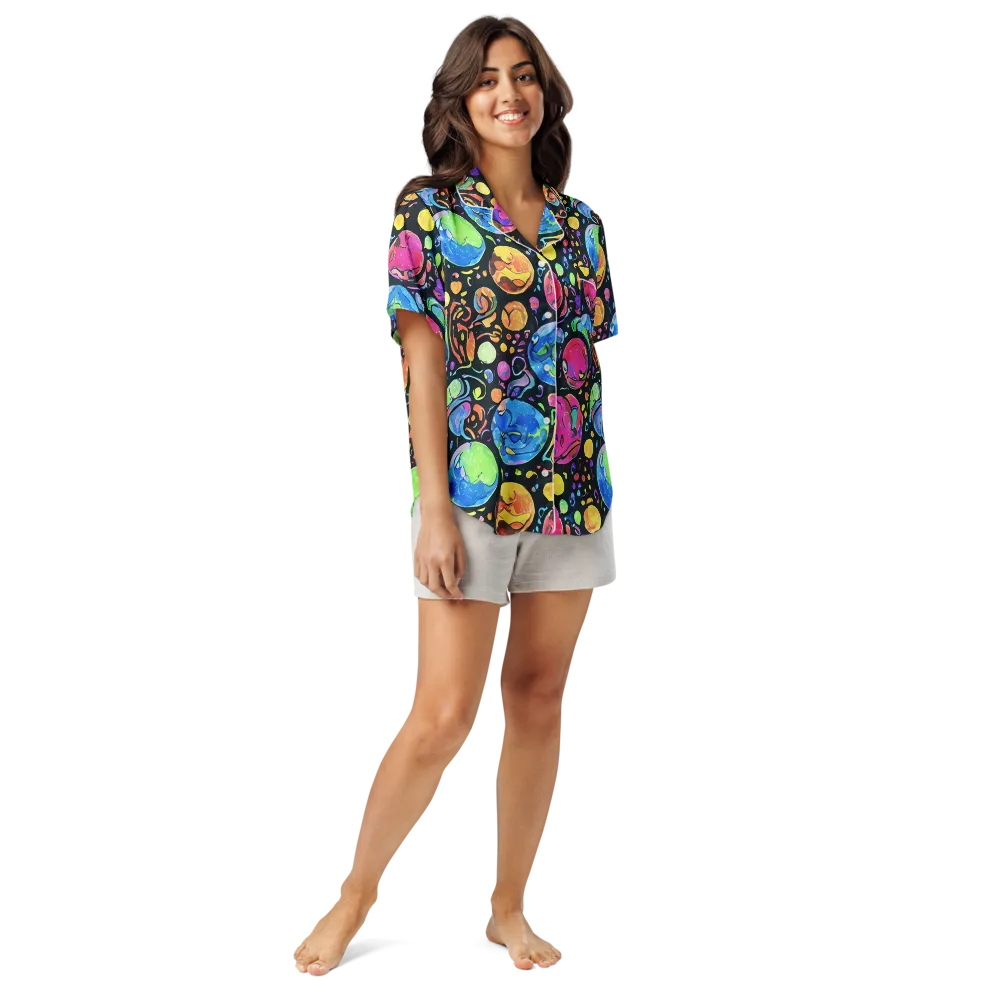 Planet Playground on Women's Short Sleeve Pajama Top — Front