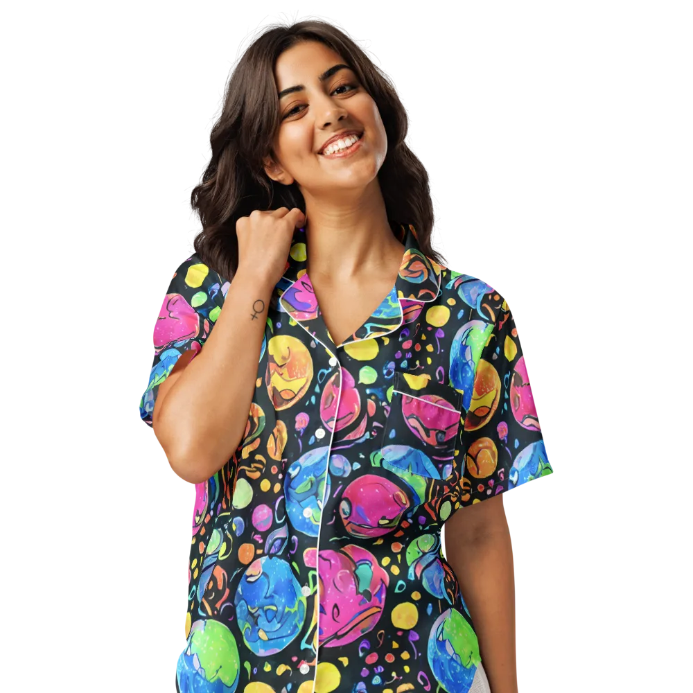 Planet Playground on Women's Short Sleeve Pajama Top — Front