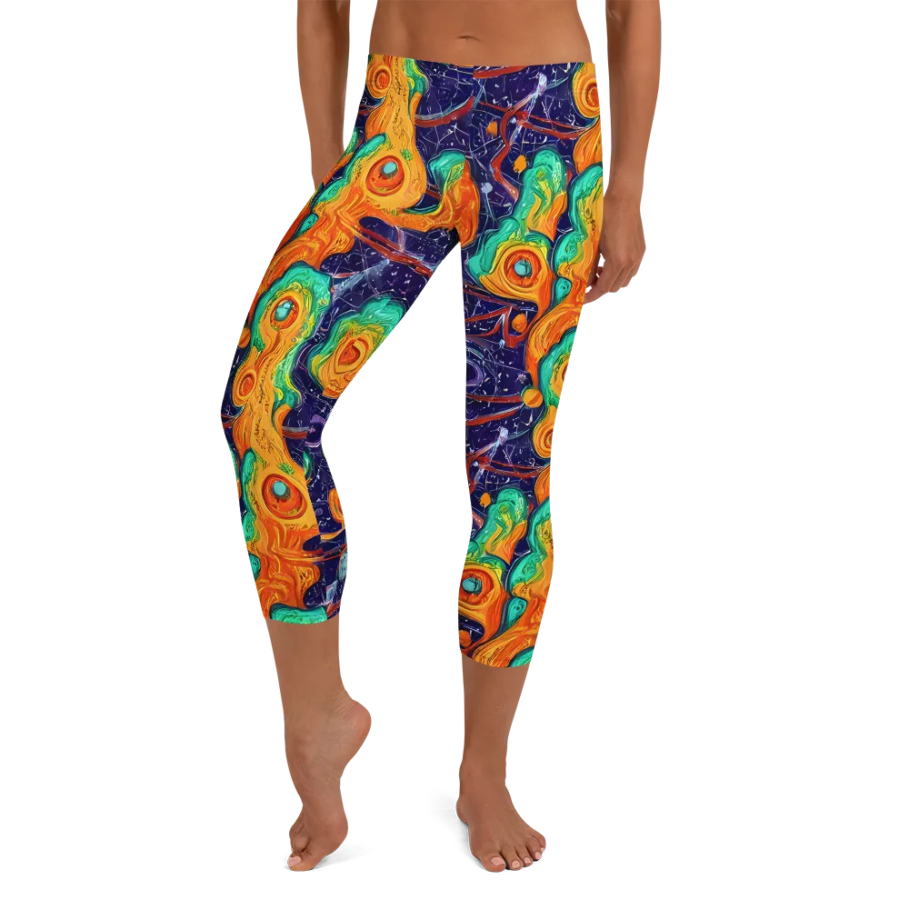 Flame And Frequency on Capri Leggings — Front