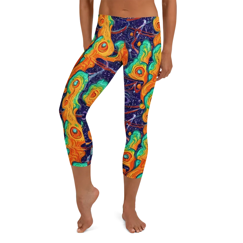 Flame And Frequency on Capri Leggings — Front
