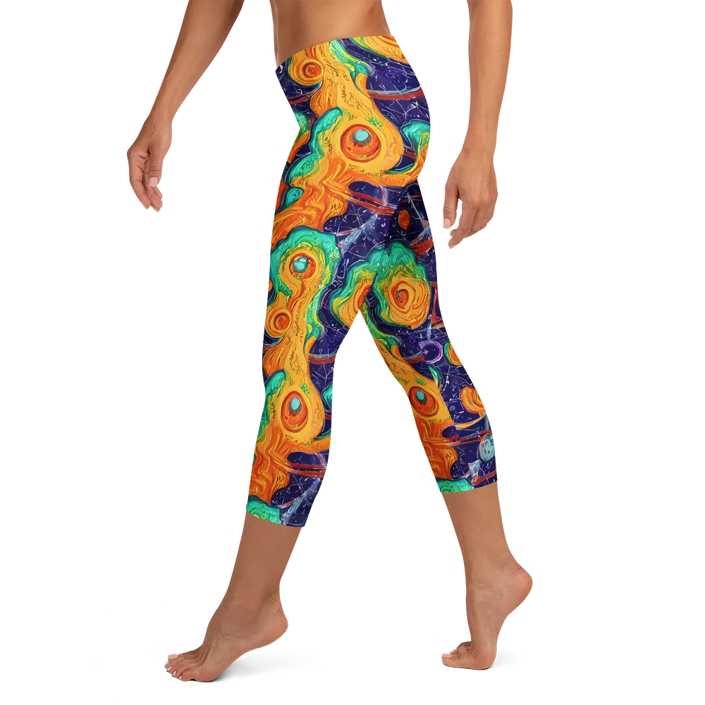 Flame And Frequency on Capri Leggings — Left