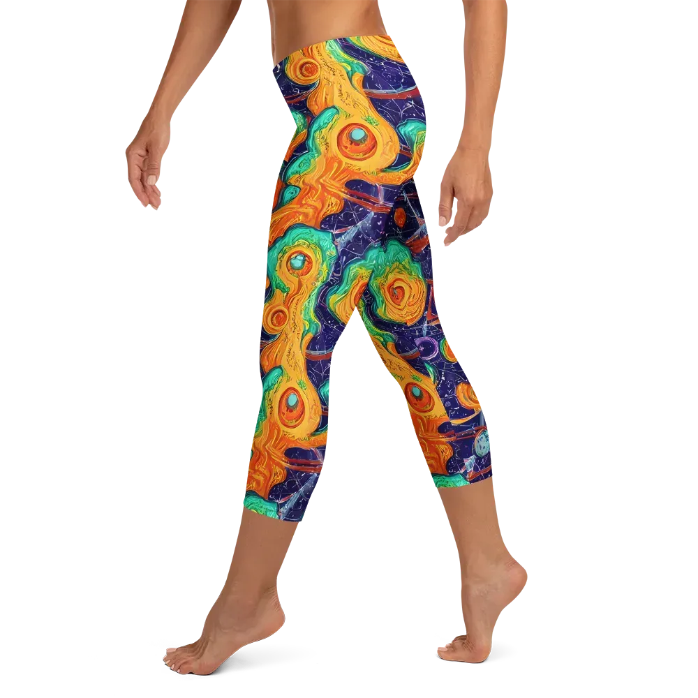 Flame And Frequency on Capri Leggings — Left