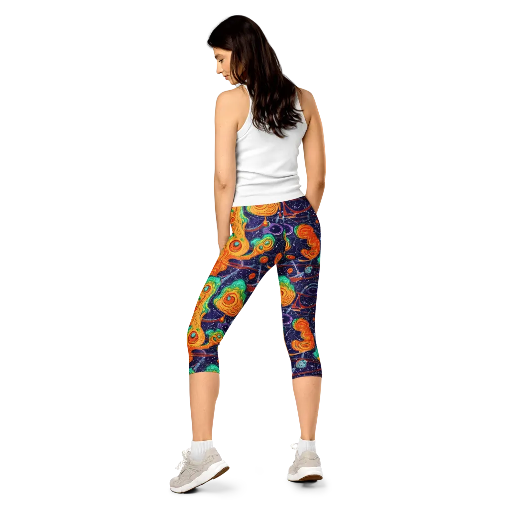 Flame And Frequency on Capri Leggings — Back