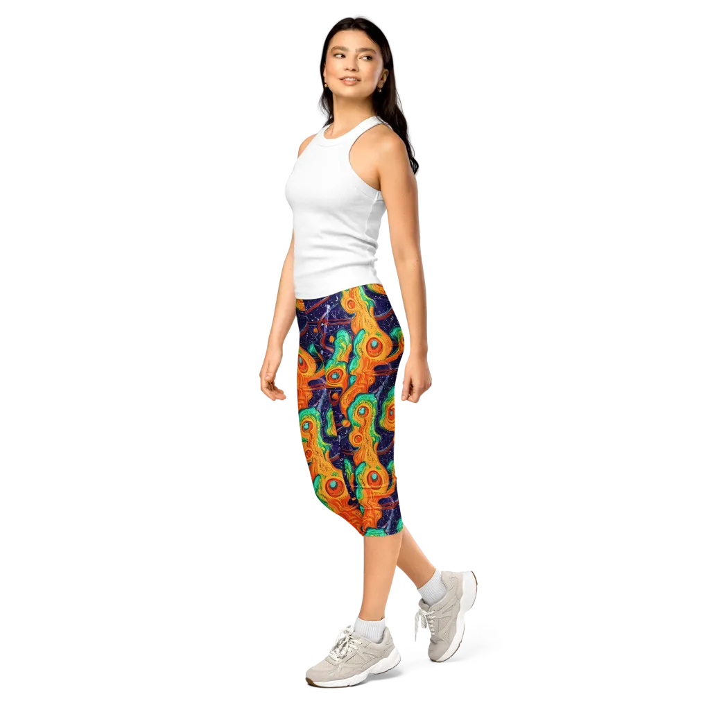 Flame And Frequency on Capri Leggings — Left Front