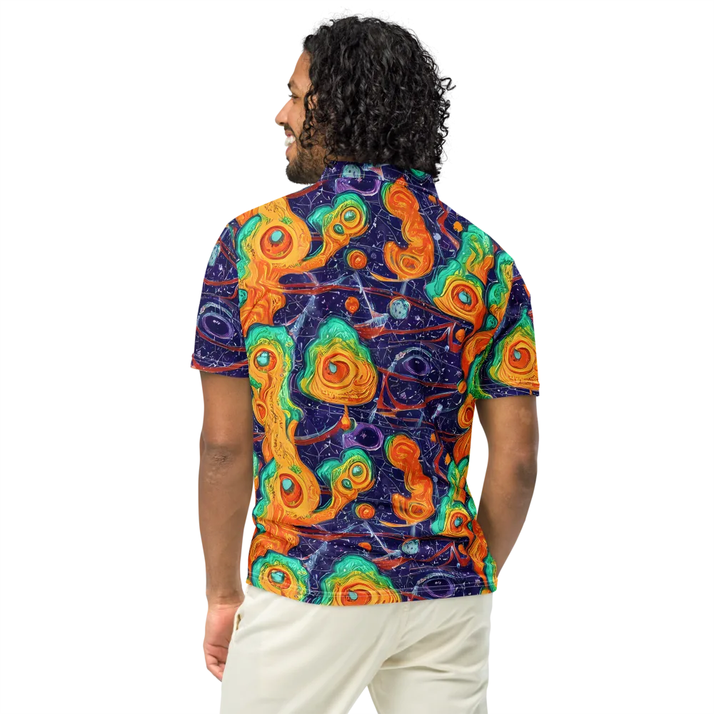 Flame And Frequency on Men's Slim Fit Polo Shirt — Back