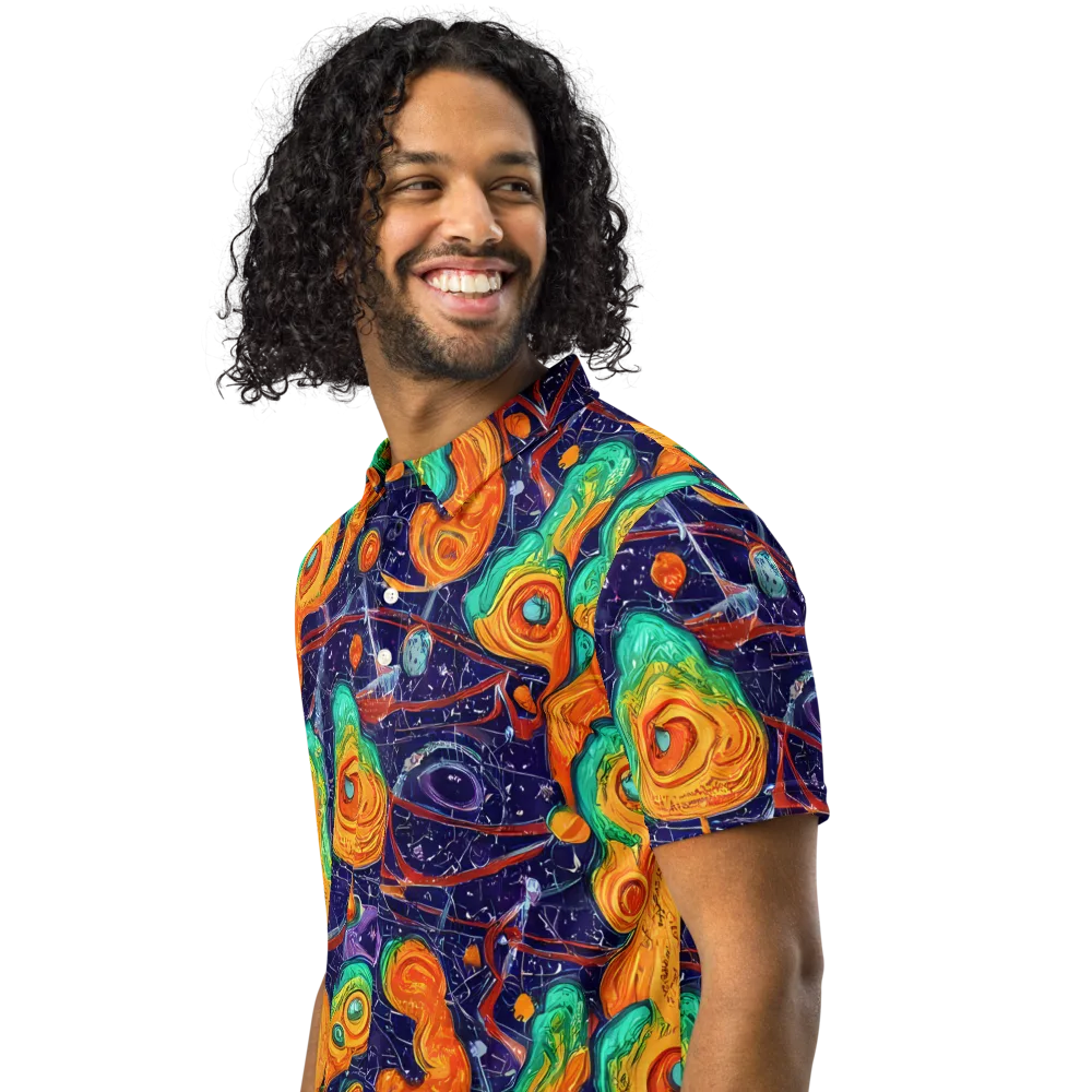 Flame And Frequency on Men's Slim Fit Polo Shirt — Left Front