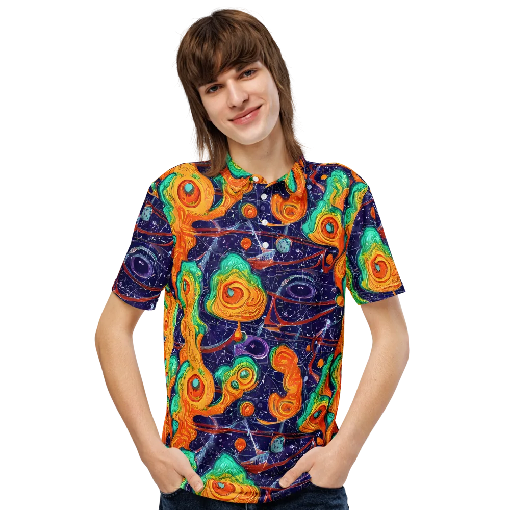 Flame And Frequency on Men's Slim Fit Polo Shirt — Front