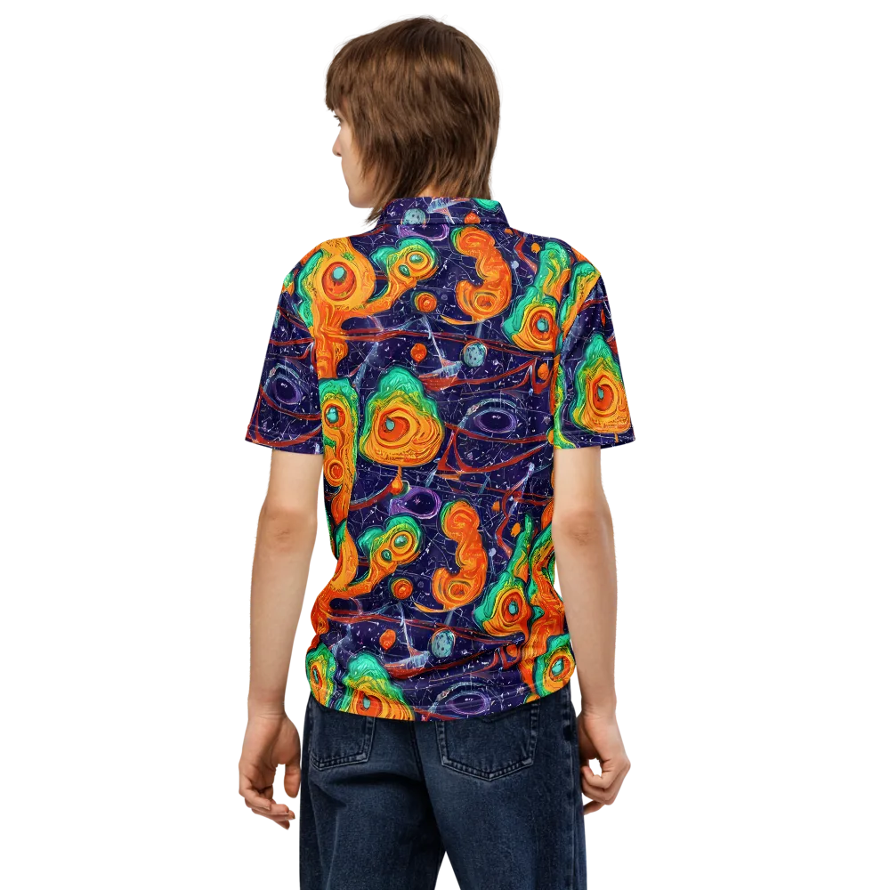 Flame And Frequency on Men's Slim Fit Polo Shirt — Back