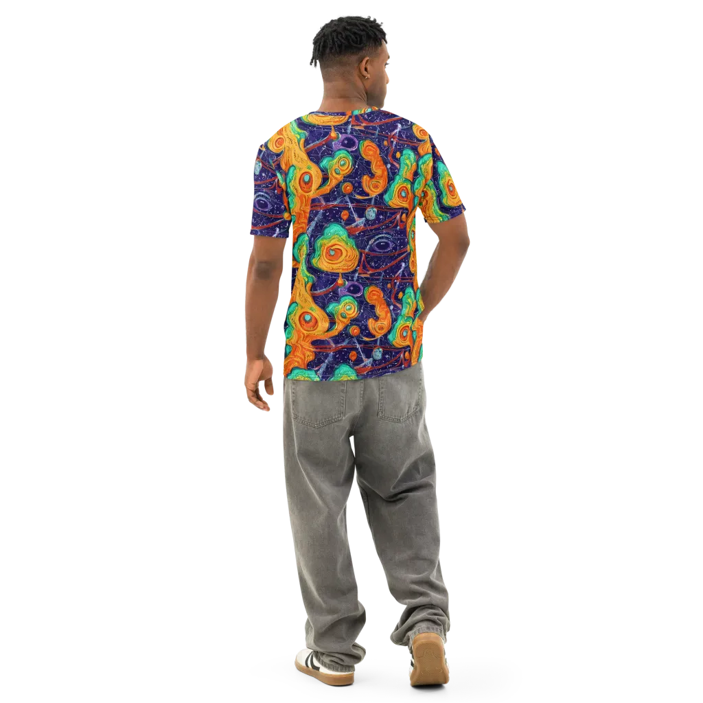 Flame And Frequency on Men's Cotton Crew Neck T-Shirt — Back