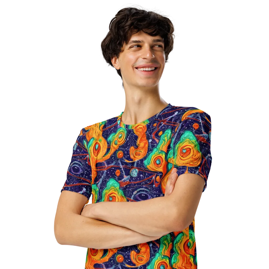 Flame And Frequency on Men's Crew Neck T-Shirt — Left Front