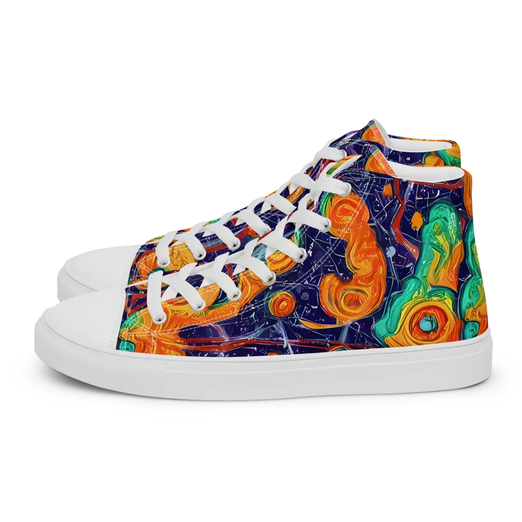 Flame And Frequency on Men's High Top Canvas Shoes — Left