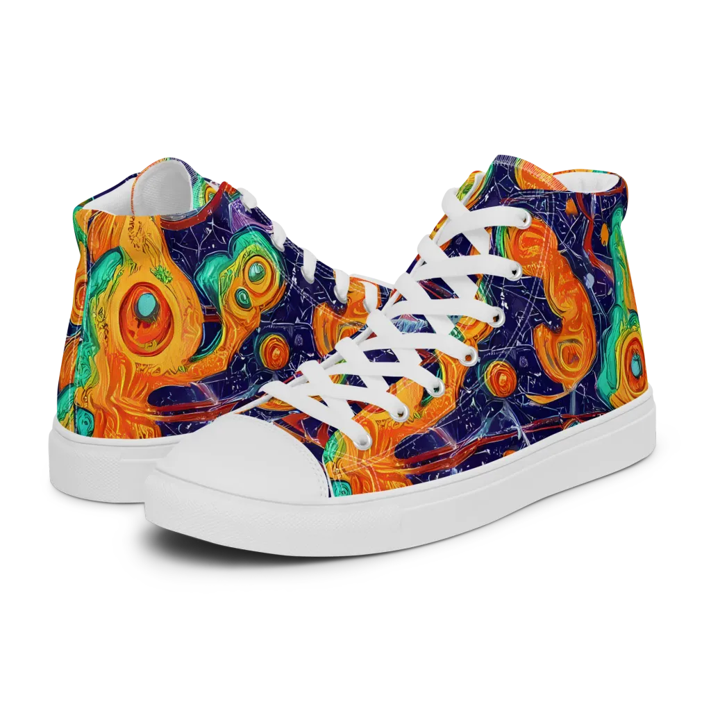 Flame And Frequency on Men's High Top Canvas Shoes — Left
