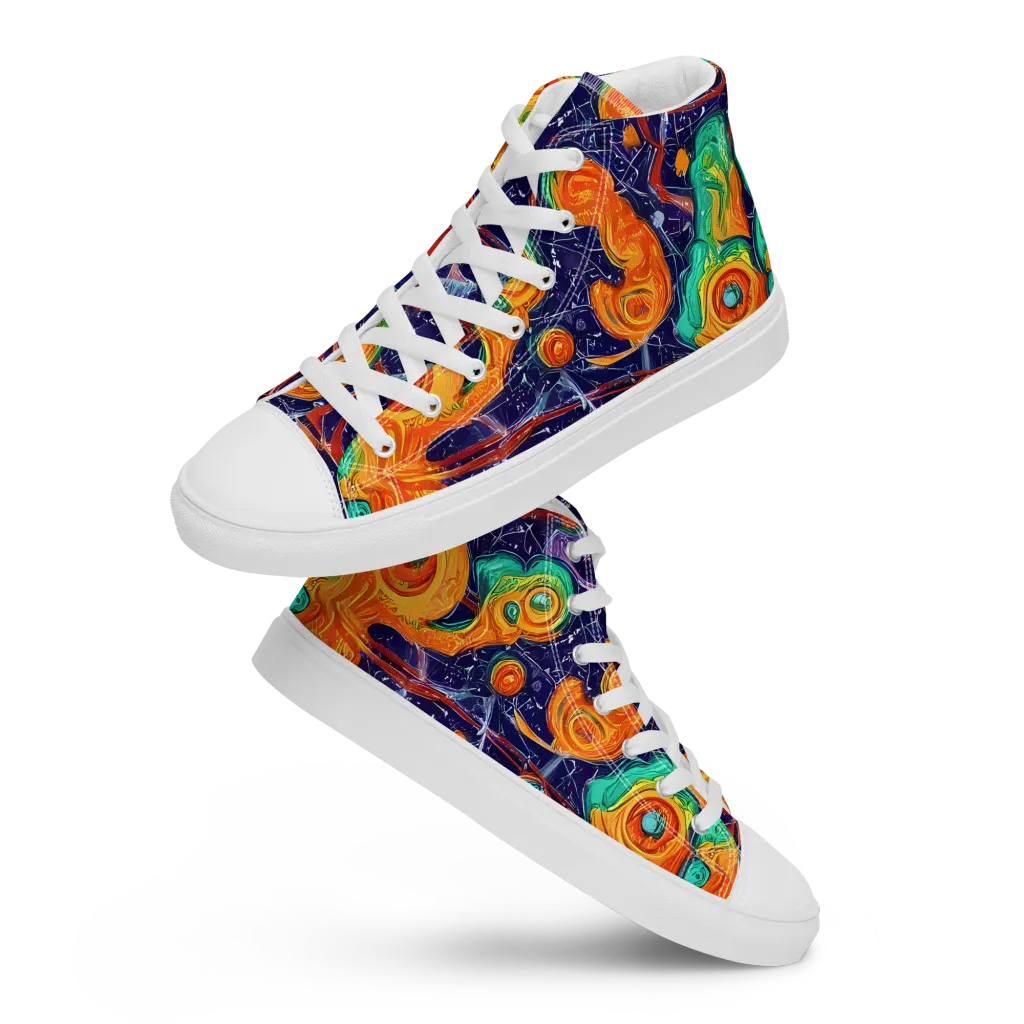 Flame And Frequency on Men's High Top Canvas Shoes — Front