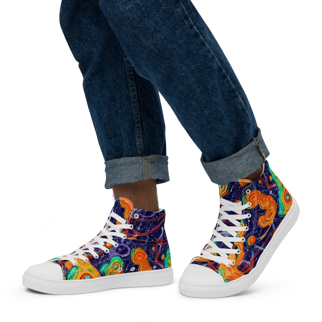 Flame And Frequency on Men's High Top Canvas Shoes — Left