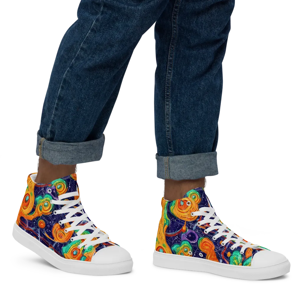 Flame And Frequency on Men's High Top Canvas Shoes — Right