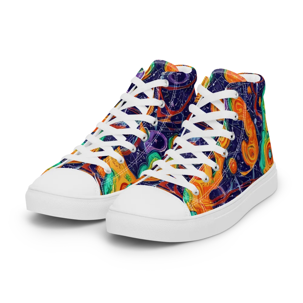 Flame And Frequency on Women's High Top Canvas Shoes — Left Front