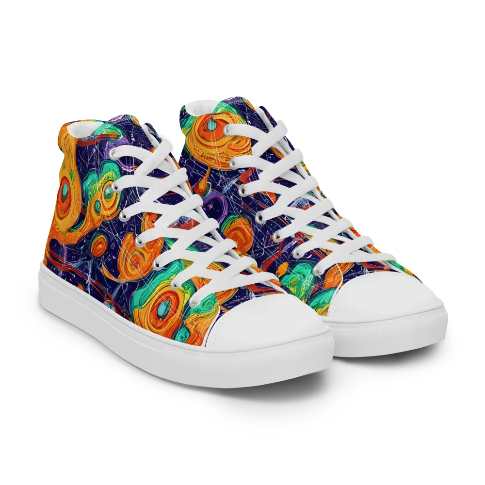 Flame And Frequency on Women's High Top Canvas Shoes — Right Front