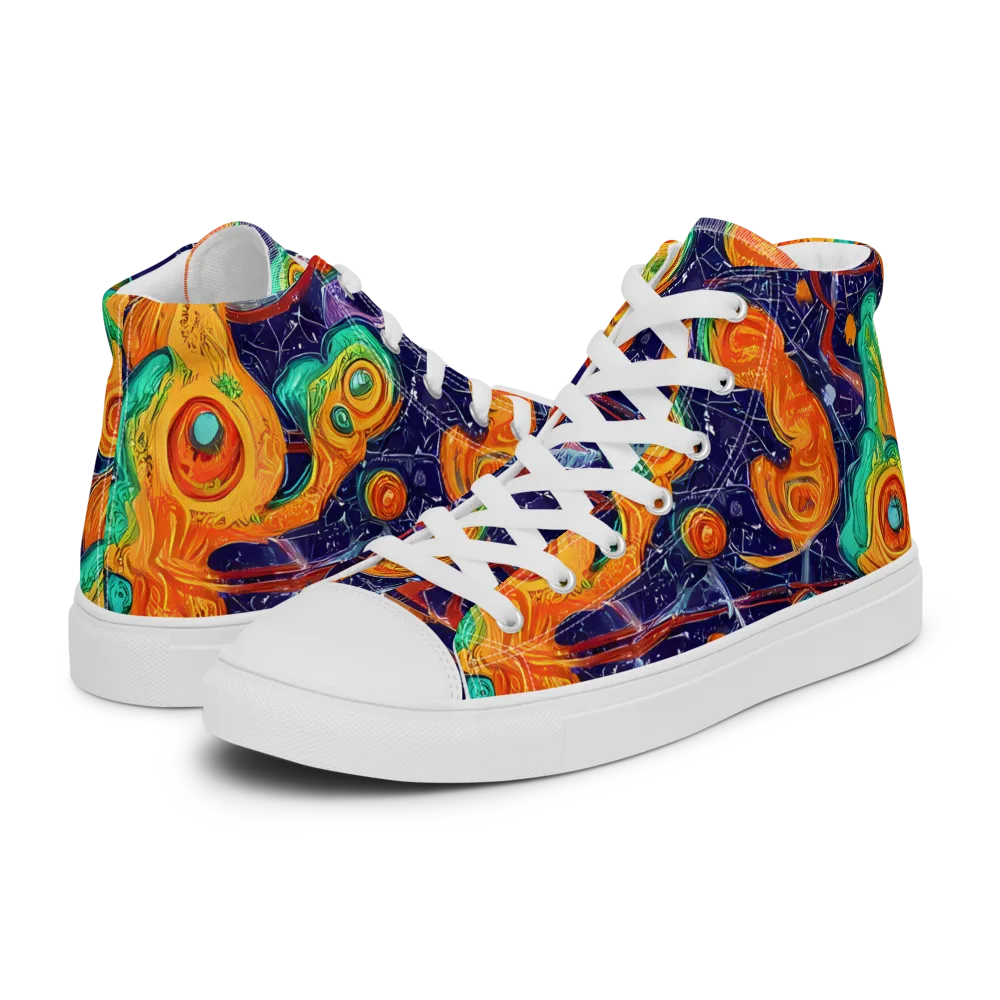 Flame And Frequency on Women's High Top Canvas Shoes — Left