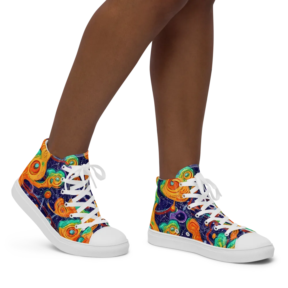 Flame And Frequency on Women's High Top Canvas Shoes — Right