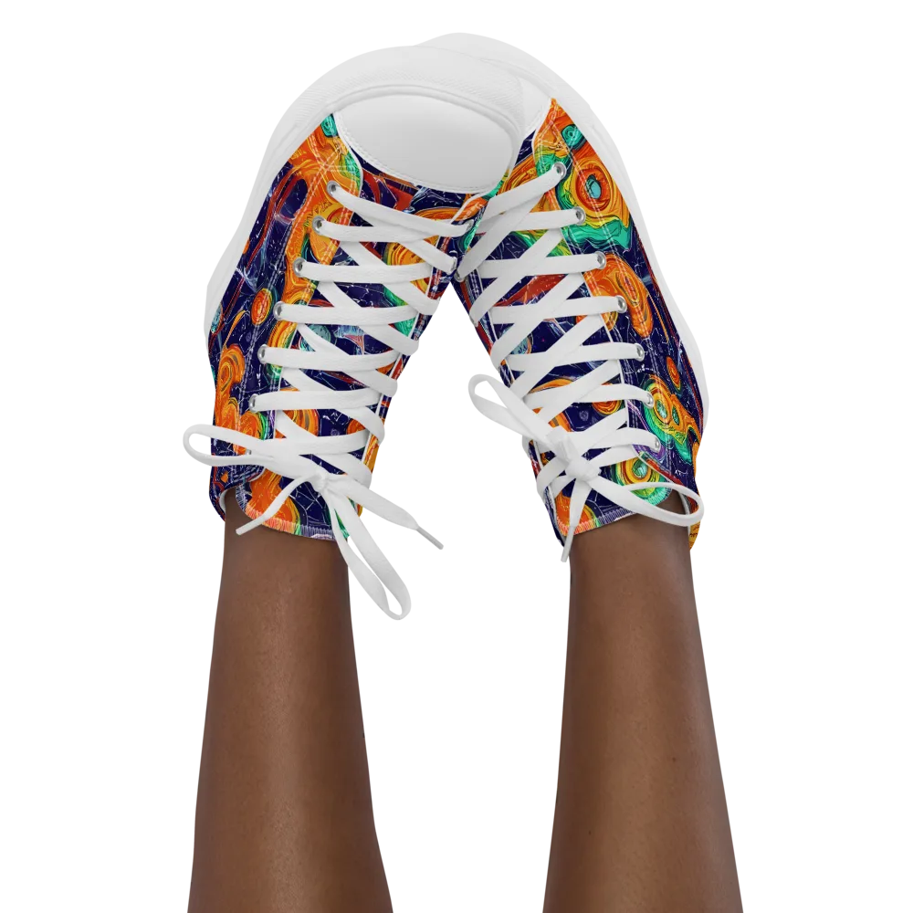 Flame And Frequency on Women's High Top Canvas Shoes — Front