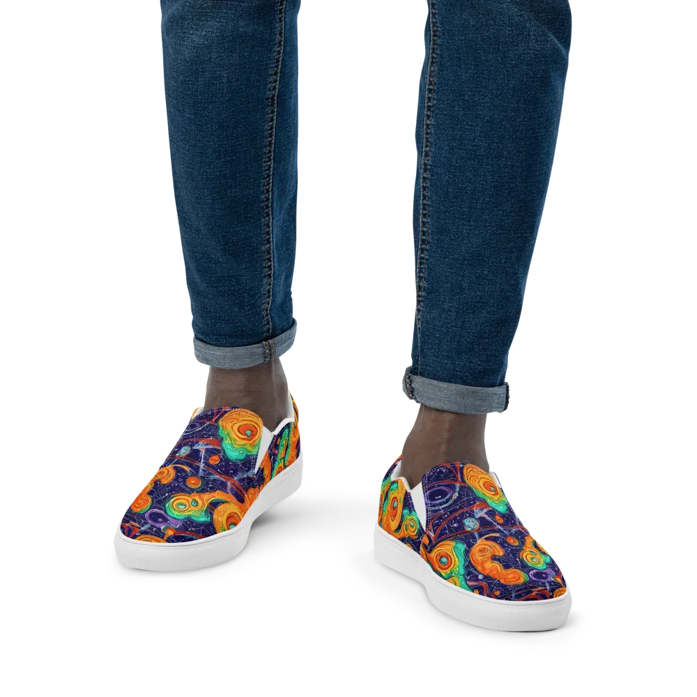 Flame And Frequency on Men's Slip-On Canvas Shoes — Front