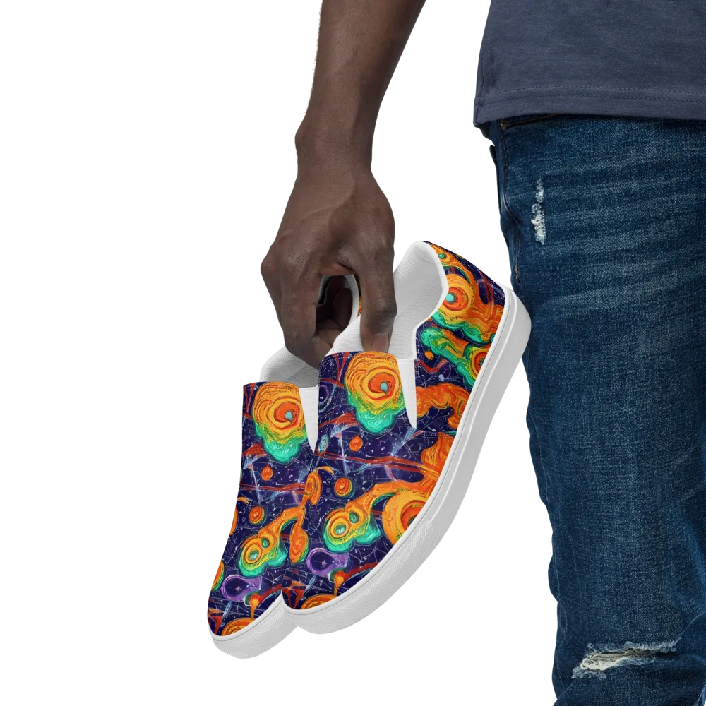 Flame And Frequency on Men's Slip-On Canvas Shoes — Left Front
